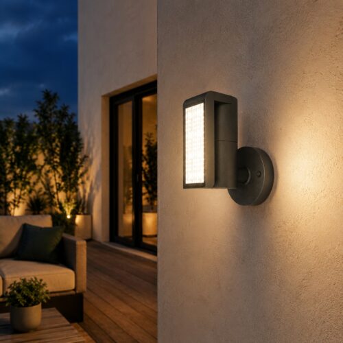 LUTEC Club Adjustable LED Outdoor Wall Light 24W – 1540 Lumens, 5000K Daylight, IP54 Anthracite Exterior Light