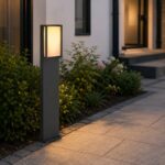 LUTEC Qubo WiZ Smart LED Outdoor Bollard Light 75cm Grey – 16W 1000 Lumens, RGB & Tunable White, WiFi & Bluetooth