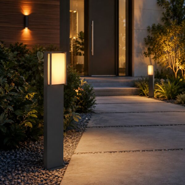 LUTEC Qubo WiZ Smart LED Outdoor Bollard Light 75cm Grey – 16W 1000 Lumens, RGB & Tunable White, WiFi & Bluetooth 4 LUTEC Qubo WiZ Smart LED Outdoor Bollard Light 75cm Grey – 16W 1000 Lumens, RGB & Tunable White, WiFi & Bluetooth