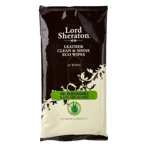 Lord Sheraton Leather Clean & Shine Eco Wipes (24 Wipes) – Beeswax & Aloe Vera, Cleans, Conditions & Protects Leather