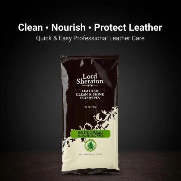 Lord Sheraton Leather Clean & Shine Eco Wipes (24 Wipes) – Beeswax & Aloe Vera, Cleans, Conditions & Protects Leather 3 LRS 9507 4