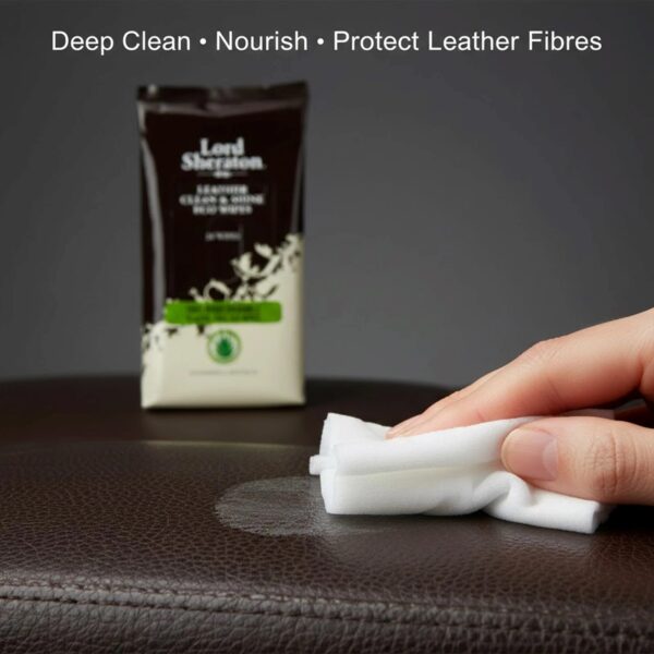 Lord Sheraton Leather Clean & Shine Eco Wipes (24 Wipes) – Beeswax & Aloe Vera, Cleans, Conditions & Protects Leather 5 LRS 9507 6