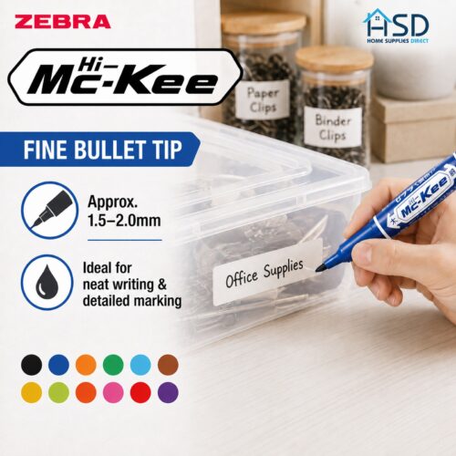 Zebra Hi-McKee Permanent Marker (Light Blue) – Double Ended, 6mm Chisel & 2mm Bullet Tips for Multi-Surface Marking 7 Zebra Hi-McKee Permanent Markers (8 Assorted Colours) – Double Ended, 6mm Chisel & 2mm Bullet Tips for Multi-Surface Marking