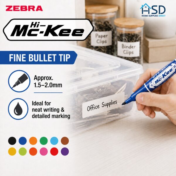 Zebra Hi-McKee Permanent Marker (Light Blue) – Double Ended, 6mm Chisel & 2mm Bullet Tips for Multi-Surface Marking 1 Zebra Hi-McKee Permanent Markers (8 Assorted Colours) – Double Ended, 6mm Chisel & 2mm Bullet Tips for Multi-Surface Marking