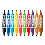 Zebra Hi-McKee Permanent Markers (8 Assorted Colours) – Double Ended, 6mm Chisel & 2mm Bullet Tips for Multi-Surface Marking