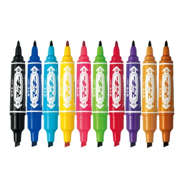 MCK-BL-8COL Zebra Hi-McKee Permanent Markers (8 Assorted Colours) – Double Ended, 6mm Chisel & 2mm Bullet Tips for Multi-Surface Marking