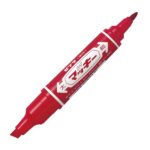 Zebra Hi-McKee Permanent Marker (Red) – Double Ended, 6mm Chisel & 2mm Bullet Tips for Multi-Surface Marking