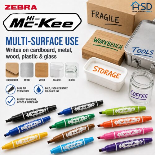 Zebra Hi-McKee Permanent Marker (Light Blue) – Double Ended, 6mm Chisel & 2mm Bullet Tips for Multi-Surface Marking 8 Zebra Hi-McKee Permanent Markers (8 Assorted Colours) – Double Ended, 6mm Chisel & 2mm Bullet Tips for Multi-Surface Marking