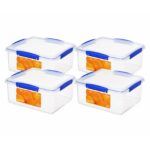 Sistema KLIP IT Rectangle Food Storage Container 5L (4 Pack) – Stackable, Easy-Locking Clips, Freezer & Dishwasher Safe