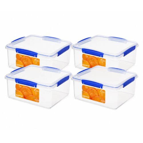 Sistema KLIP IT Rectangle Food Storage Container 5L (4 Pack) – Stackable, Easy-Locking Clips, Freezer & Dishwasher Safe