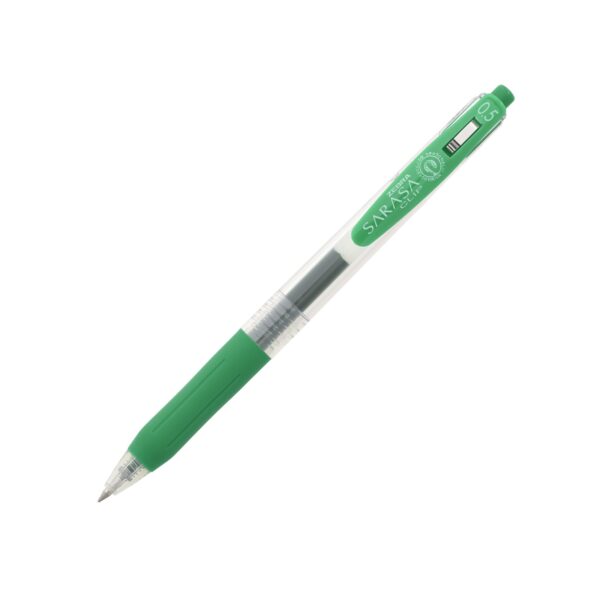 SARASA-Clip-0.5-Green-Ink Zebra Sarasa Clip Gel Rollerball Pen 0.5mm (Green) – Retractable Rollerball, Smooth Gel Ink, Rubber Grip for Office & School Writing