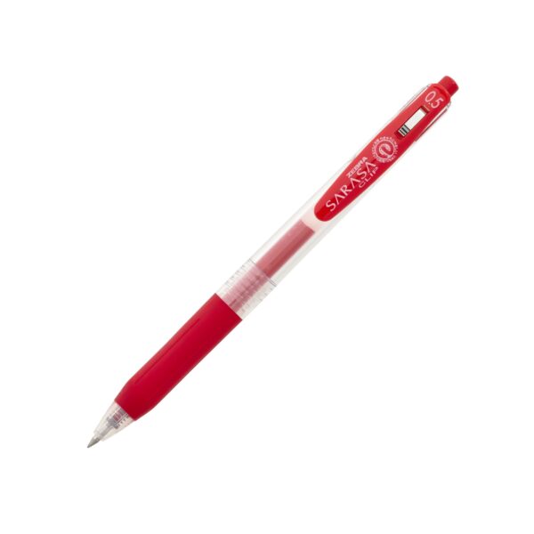 Zebra Sarasa Clip Gel Rollerball Pen 0.5mm (Red) – Retractable Rollerball, Smooth Gel Ink, Rubber Grip for Office & School Writing