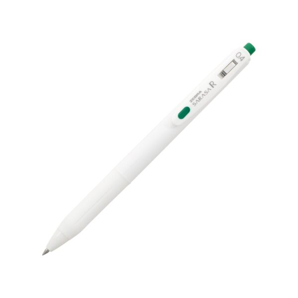 SARASA-R-0.4 White-Green Zebra Sarasa R Gel Rollerball Pen 0.4mm (Green) – Retractable Gel Pen, Smooth Ink for Fine Precision Writing
