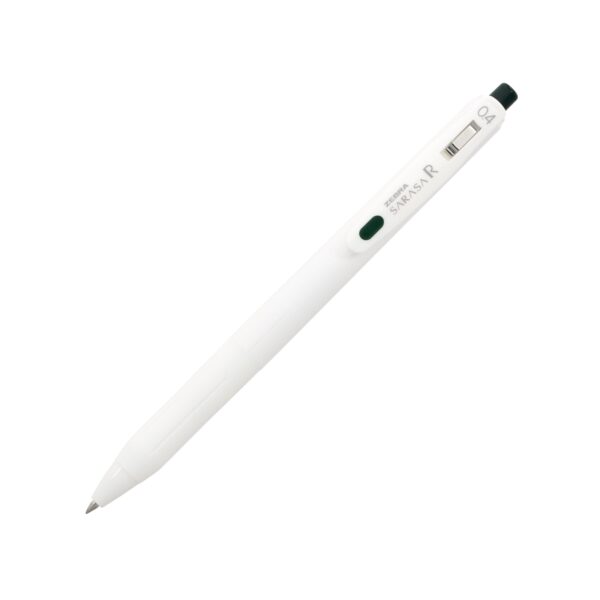 SARASA-R-0.4 White-Green-Black Zebra Sarasa R Gel Rollerball Pen 0.4mm (Green Black) – Retractable Gel Pen, Smooth Ink for Fine Precision Writing