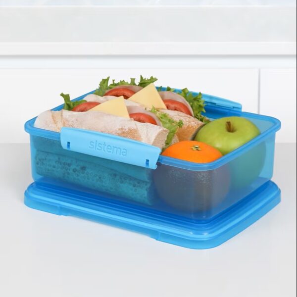Sistema Lunch Food Storage Containers 2L (3 Pack, Random Assorted Colours) – Stackable Lunch Boxes, Freezer & Dishwasher Safe 2 Sistema Lunch Food Storage Containers 2L (4 Pack) – 2 Blue, 1 Pink & 1 Turquoise, Stackable Lunch Boxes, Freezer & Dishwasher Safe