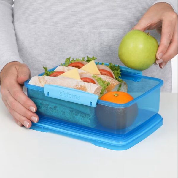 Sistema Lunch Food Storage Container 2L (Blue) – Stackable Lunch Box, Easy-Locking Clips, Freezer & Dishwasher Safe 3 Sistema Lunch Food Storage Container 2L (Blue) – Stackable Lunch Box, Easy-Locking Clips, Freezer & Dishwasher Safe
