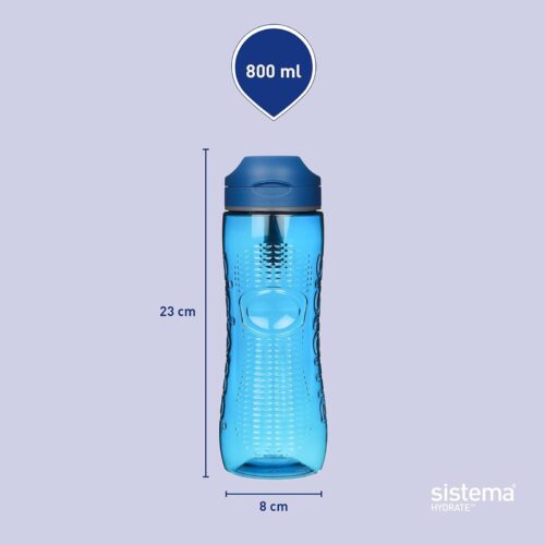 Sistema Hydrate Active Water Bottle 800ml (6 Pack) – 2 Turquoise, 2 Purple & 2 Blue, Leakproof BPA-Free Sports Bottles 7 Sistema Hydrate Active Water Bottle 800ml (6 Pack) – 2 Turquoise, 2 Purple & 2 Blue, Leakproof BPA-Free Sports Bottles