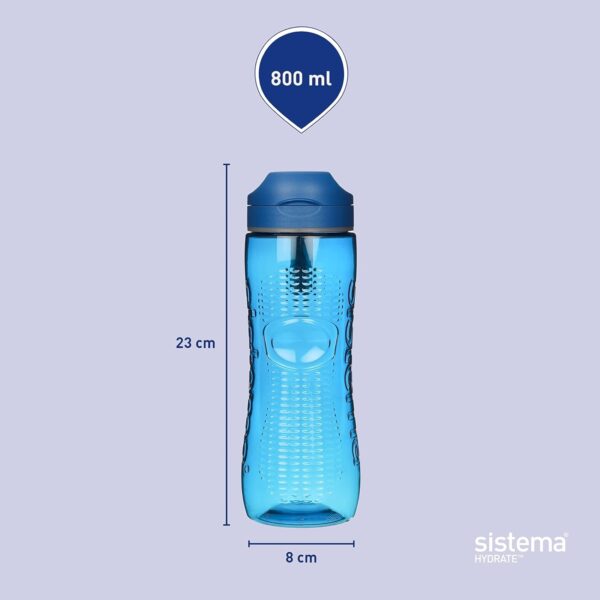 Sistema Hydrate Active Water Bottle 800ml (6 Pack) – 2 Turquoise, 2 Purple & 2 Blue, Leakproof BPA-Free Sports Bottles 1 Sistema Hydrate Active Water Bottle 800ml (6 Pack) – 2 Turquoise, 2 Purple & 2 Blue, Leakproof BPA-Free Sports Bottles