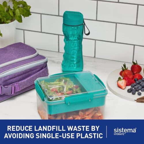 Sistema Hydrate Active Water Bottle 800ml (6 Pack) – 2 Turquoise, 2 Purple & 2 Blue, Leakproof BPA-Free Sports Bottles 9 Sistema Hydrate Active Water Bottle 800ml (6 Pack) – 2 Turquoise, 2 Purple & 2 Blue, Leakproof BPA-Free Sports Bottles