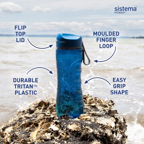 Sistema Hydrate Active Water Bottle 800ml (6 Pack) – 2 Turquoise, 2 Purple & 2 Blue, Leakproof BPA-Free Sports Bottles 10 Sistema Hydrate Active Water Bottle 800ml (6 Pack) – 2 Turquoise, 2 Purple & 2 Blue, Leakproof BPA-Free Sports Bottles