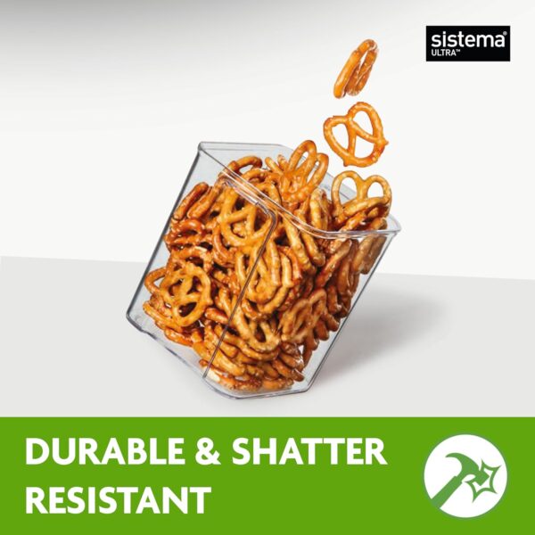 Sistema Ultra Square Food Storage Container Set (3 Pack) – 1.3L & 2 x 700ml, Airtight, Stackable & Shatter Resistant 2 Sistema Ultra Square Food Storage Container Set (3 Pack) – 1.3L & 2 x 700ml, Airtight, Stackable & Shatter Resistant