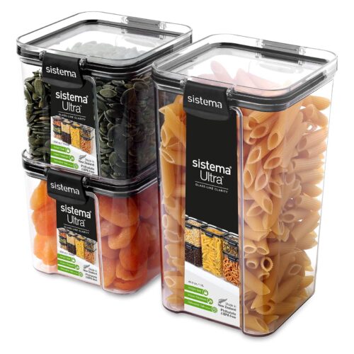 Sistema Ultra Square Food Storage Container Set (3 Pack) – 1.3L & 2 x 700ml, Airtight, Stackable & Shatter Resistant 12 Sistema Ultra Square Food Storage Container Set (3 Pack) – 1.3L & 2 x 700ml, Airtight, Stackable & Shatter Resistant