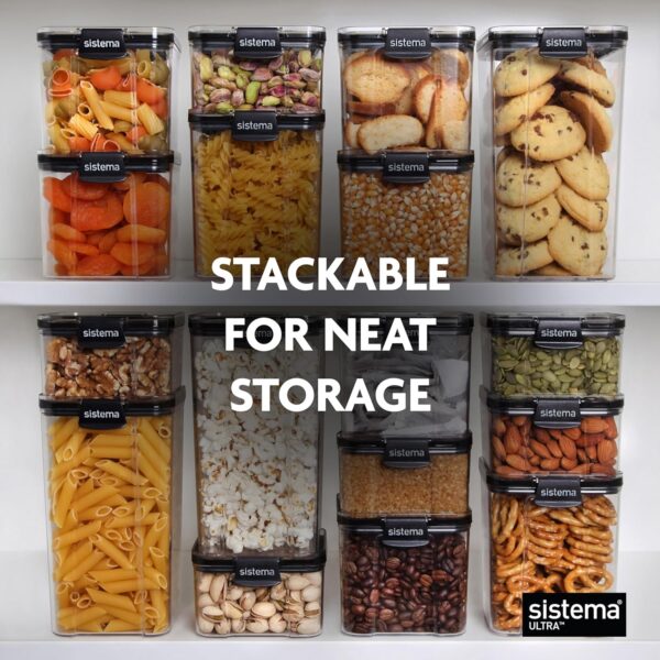 Sistema Ultra Square Food Storage Container Set (5 Pack) – 460ml, 2 x 700ml, 920ml & 1.3L, Airtight & Stackable 6 Sistema Ultra Square Food Storage Container Set (5 Pack) – 460ml, 2 x 700ml, 920ml & 1.3L, Airtight & Stackable