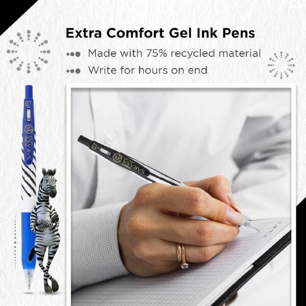 Zebra Sarasa Clip Zebra Stripes Gel Rollerball Pens 0.7mm (5 Pack) – Blue, Black, Red, Green & Violet, Zipper Wallet 3 Zebra Sarasa Clip Zebra Stripes Gel Rollerball Pens 0.7mm (5 Pack) – Blue, Black, Red, Green & Violet, Zipper Wallet