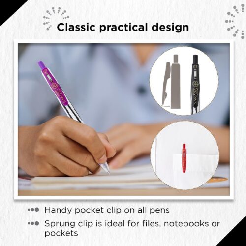 Zebra Sarasa Clip Zebra Stripes Gel Rollerball Pens 0.7mm (5 Pack) – Blue, Black, Red, Green & Violet, Zipper Wallet 12 Zebra Sarasa Clip Zebra Stripes Gel Rollerball Pens 0.7mm (5 Pack) – Blue, Black, Red, Green & Violet, Zipper Wallet