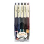 Zebra Sarasa Clip Vintage Colour 1 Gel Rollerball Pens 0.5mm (5 Pack) – Blue Black, Blue Grey, Green Black, Red Black & Brown Grey