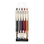 Zebra Sarasa Clip Vintage Colour 2 Gel Rollerball Pens 0.5mm (5 Pack) – Caramel Yellow, Garnet Red, Bordeaux Purple, Dark Grey & Sepia Black