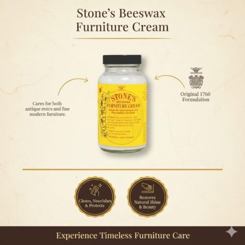 Stone's Beeswax Furniture Cream 227ml (Light) – Natural Beeswax Wood Polish, Cleans & Protects Antique & Modern Furniture 8 Stone's Beeswax Furniture Cream 227ml (Light) – Natural Beeswax Wood Polish, Cleans & Protects Antique & Modern Furniture - Image 2