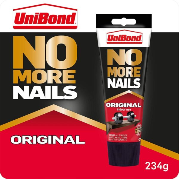 UniBond No More Nails Original Grab Adhesive 175ml – Instant Tack Glue, 170kg/m² Strength, Indoor Bonding 1 UNB 3738 3
