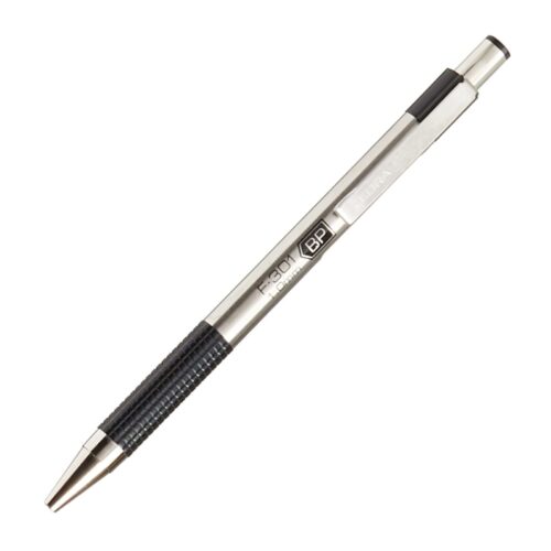 Zebra F-301 Deluxe Stainless Steel Ballpoint Pen 1.0mm (Black) – Retractable, Refillable Metal Pen with Comfort Grip