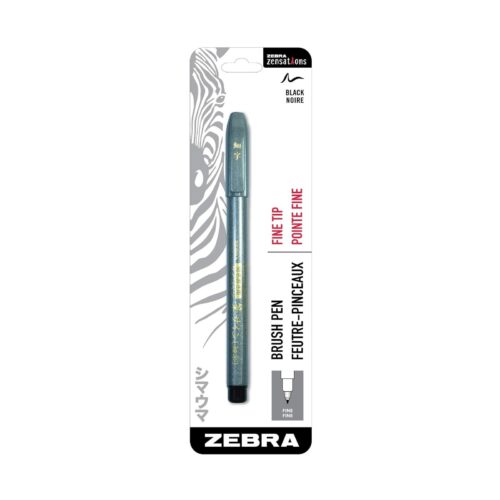 Zebra Brush Pen Fine Tip (Black) – Flexible Brush Nib for Calligraphy, Hand Lettering, Illustration, Drawing & Creative Art