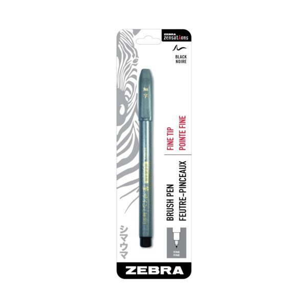 ZBR-BRS-F-BLK Zebra Brush Pen Fine Tip (Black) – Flexible Brush Nib for Calligraphy, Hand Lettering, Illustration, Drawing & Creative Art