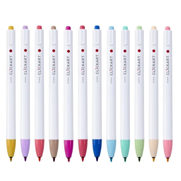 Zebra Clickart Retractable Felt Tip Pen 0.6mm (Blue Green) – Water-Based Dye Ink, Capless Design for Journaling & Art