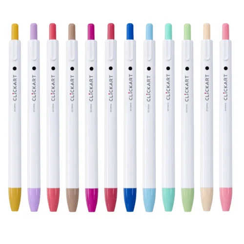 Zebra Clickart Retractable Felt Tip Pen 0.6mm (Blue Green) – Water-Based Dye Ink, Capless Design for Journaling & Art