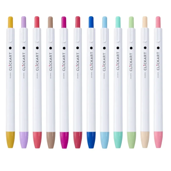 Zebra Clickart Retractable Felt Tip Pen 0.6mm (Blue Green) – Water-Based Dye Ink, Capless Design for Journaling & Art