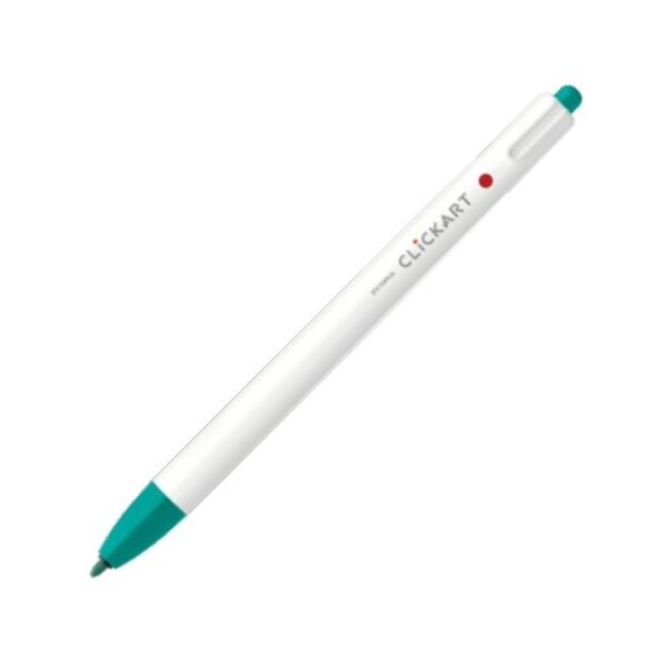 Zebra Clickart Retractable Felt Tip Pen 0.6mm (Blue Green) – Water-Based Dye Ink, Capless Design for Journaling & Art