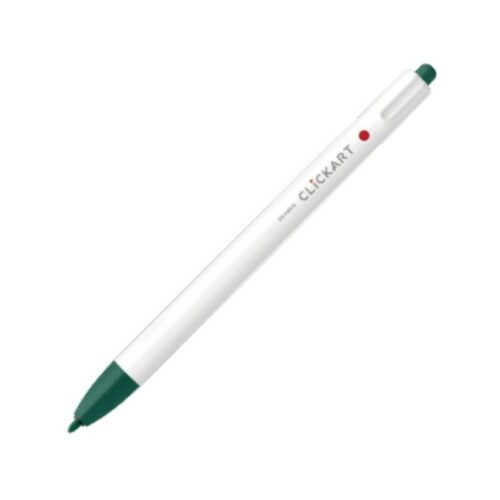 Zebra Clickart Retractable Felt Tip Pen 0.6mm (Green Black) – Water-Based Dye Ink, Capless Design for Journaling & Art