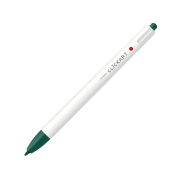 Zebra Clickart Retractable Felt Tip Pen 0.6mm (Green Black) – Water-Based Dye Ink, Capless Design for Journaling & Art