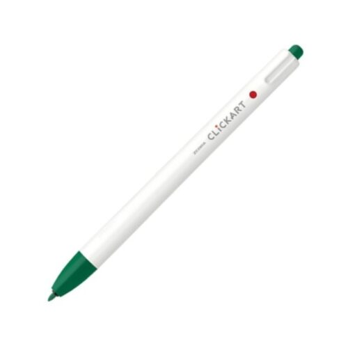 Zebra Clickart Retractable Felt Tip Pen 0.6mm (Green) – Water-Based Dye Ink, Capless Design for Journaling & Art