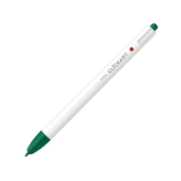 ZBR-CA-GRN Zebra Clickart Retractable Felt Tip Pen 0.6mm (Green) – Water-Based Dye Ink, Capless Design for Journaling & Art
