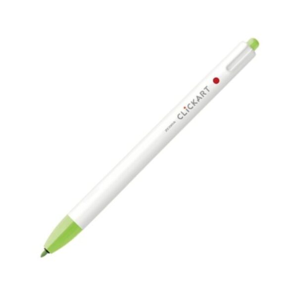 ZBR-CA-L-GRN Zebra Clickart Retractable Felt Tip Pen 0.6mm (Light Green) – Water-Based Dye Ink, Capless Design for Journaling & Art