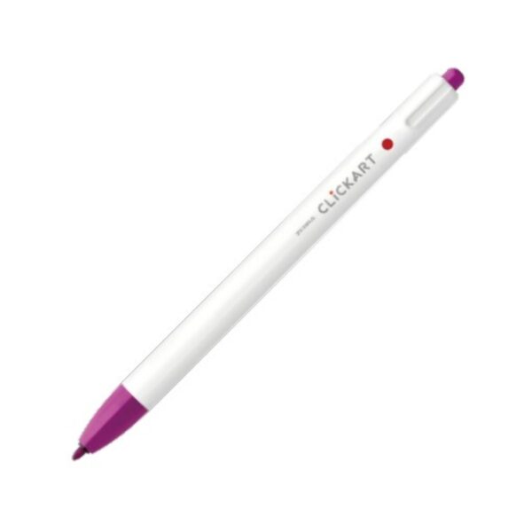 Zebra Clickart Retractable Felt Tip Pen 0.6mm (Magenta) – Water-Based Dye Ink, Capless Design for Journaling & Art
