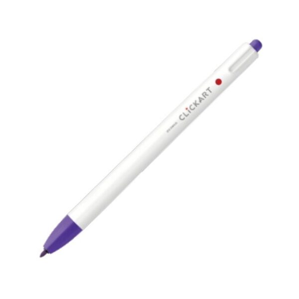 Zebra Clickart Retractable Felt Tip Pen 0.6mm (Purple) – Water-Based Dye Ink, Capless Design for Journaling & Art