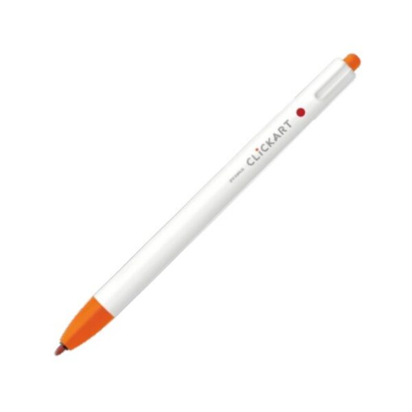 ZBR-CA-R-ORN Zebra Clickart Retractable Felt Tip Pen 0.6mm (Red Orange) – Water-Based Dye Ink, Capless Design for Journaling & Art