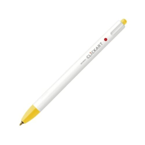 Zebra Clickart Retractable Felt Tip Pen 0.6mm (Yellow) – Water-Based Dye Ink, Capless Design for Journaling & Art