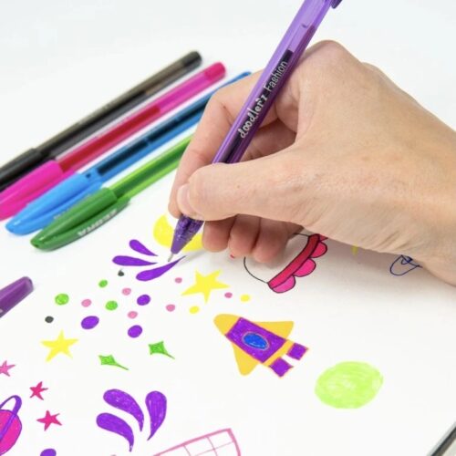 Zebra Doodlerz Gel Stick Pens 1.0mm (10 Pack) – Fashion & Neon Colours, Water-Resistant Pigment Ink, Bold Drawing & Creative Work